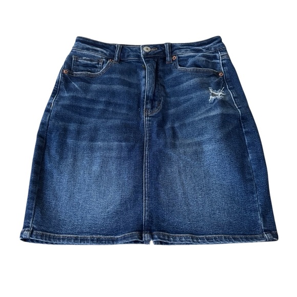 American Eagle Dark Blue Denim Stretch Mom Skirt Size 4! - Picture 1 of 6